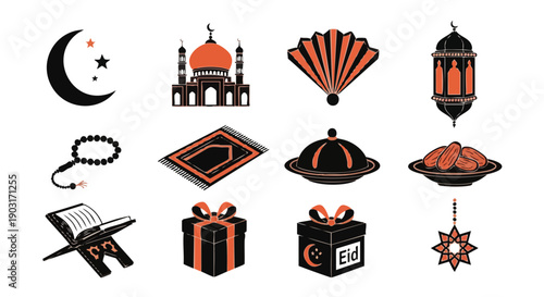 Icônes Duotones Minimalistes pour le Ramadan