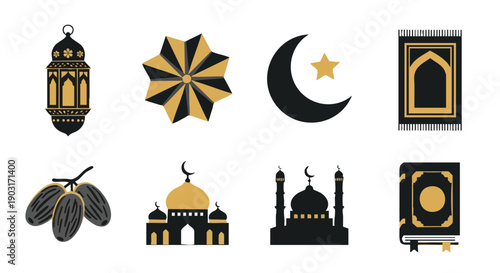 Icônes Ramadan Islamiques Bicolores Or