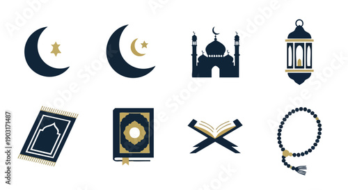 Iconographie du Ramadan Duotone Géométrique et Épurée