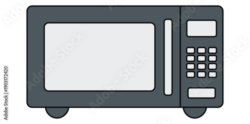 Microwave Oven: A minimalist depiction of a modern microwave oven, designed for fast and convenient food preparation.