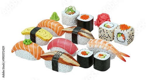 Assortment of Sushi and Maki Rolls