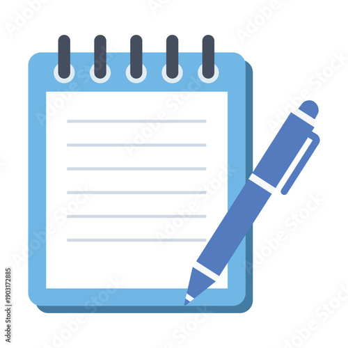 Notebook and Pen: An illustration of a spiral-bound notebook and pen, perfect for jotting down ideas and taking notes. A visual representation of organization and efficiency.