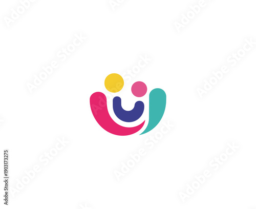 Abstract colorful symbol of connection and unity on black background