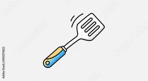 Vibrantly Colored Slotted Spatula Utensil for Kitchen Cookware and Culinary Activities Illustration