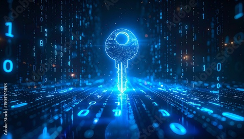 Digital key opening the way to data security and access in a futuristic technological realm