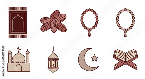 Collection Déléments Essentiels de Célébration Islamique Duotone