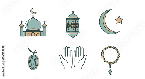 Formes Géométriques Minimales Ramadan Sarcelle Beige