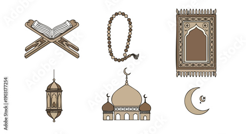 Symboles de Culte Rahl du Ramadan Tons Terreux