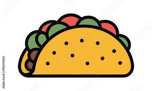 Delicious taco with fresh lettuce and tomatoes