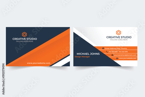 professional business card design for Creative Studio, tailored for business and tech industries