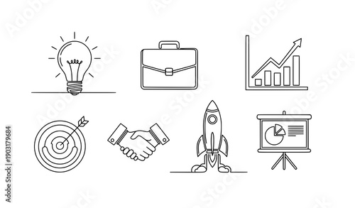 Entrepreneurship editable stroke vector icon set for startups and business