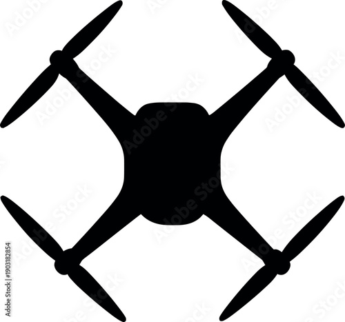 Drone Quadcopter Vector Silhouette Black and White Cricut Design for Technology and Aerial Photography Crafts