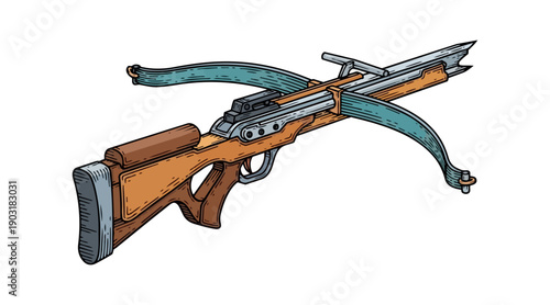 Crossbow illustration against black background