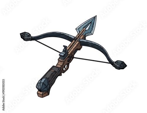 Crossbow illustration vector artwork of weaponry on black background