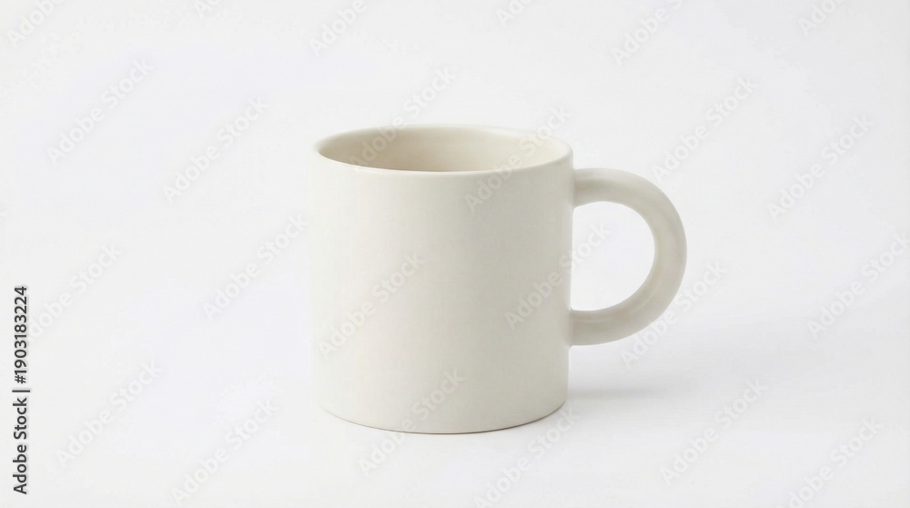 Fototapeta premium Ceramic mug minimalist clean studio lighting plain white background for branding