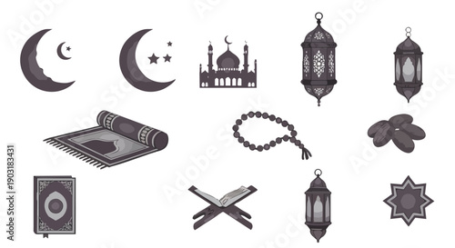 Collection Détaillée de Symboles Duotone de Ramadan Rihl