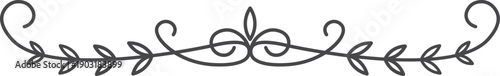 Swirl line separator. Black elegant floral ornament