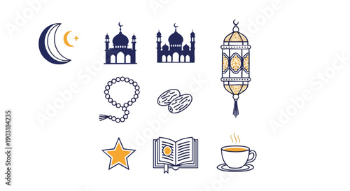 Geometric Duotone Ramadan Spiritual Symbols