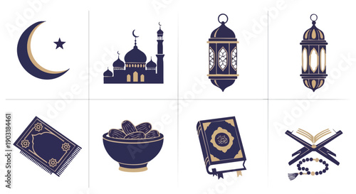 Gold and Indigo Ramadan Icons