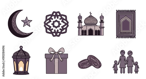 Graphismes Duoton de Célébration Islamique Minimaliste