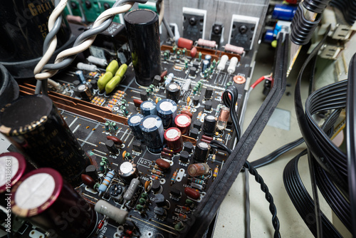 Vászonkép Internal view of complex electronic circuit board