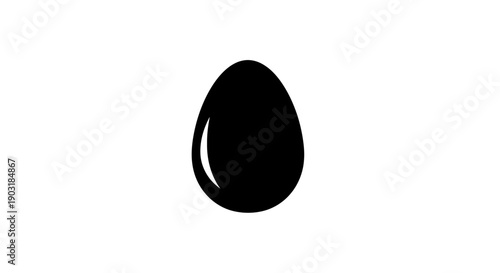 This black vector icon illustrates an egg, symbolizing food, nutrition, simplicity, and natural ingredients. It represents healthy diet, breakfast food, protein source, and organic lifestyle. The icon