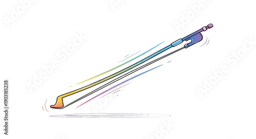 Dynamic Rainbow Violin Bow Illustration for Music Performance and Creative Art