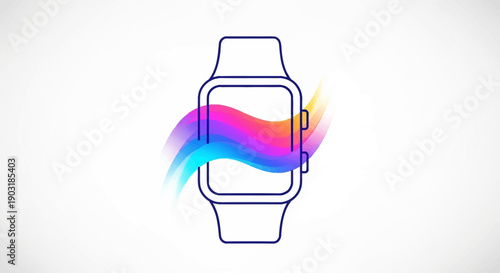 Smartwatch with vibrant digital display modern wearable technology concept colorful wave