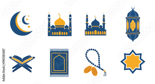 Icônes Minimalistes Duoton pour le Ramadan