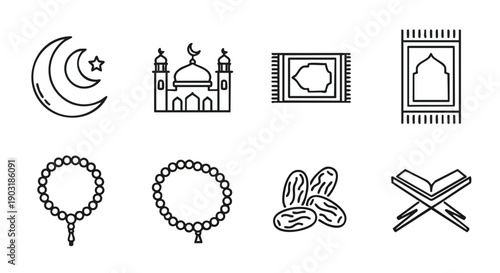 Icônes Sacrées du Ramadan Minimalistes Duoton Or