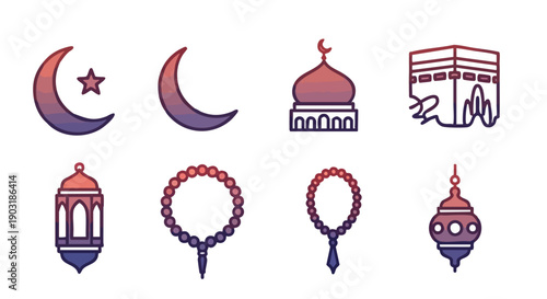 Jeu Dicônes Minimaliste du Ramadan Violet et Orange