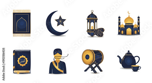 Minimalist Navy Gold Ramadan Symbols