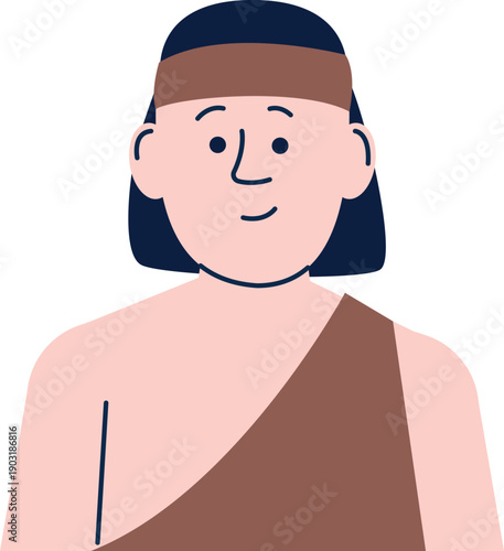 Primeval man portrait. Person in prehistoric clothes. Caveman character