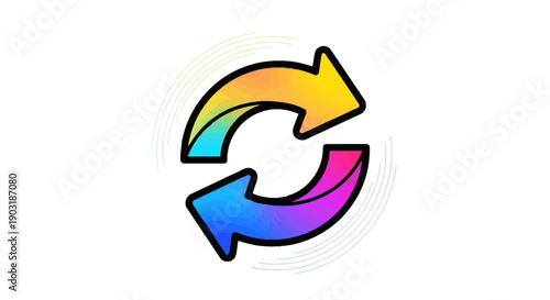 Vibrant refresh and reload icon design with gradient arrows symbolizing synchronization and