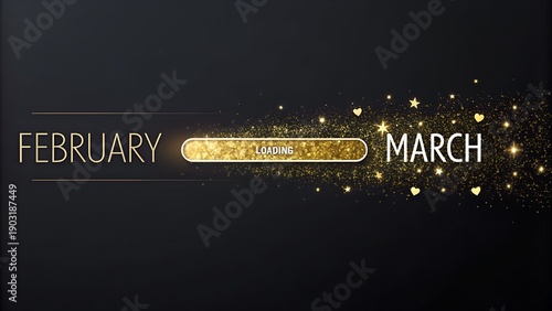 Monthly Transition Concept with Golden Progress Bar and Elegant Glow