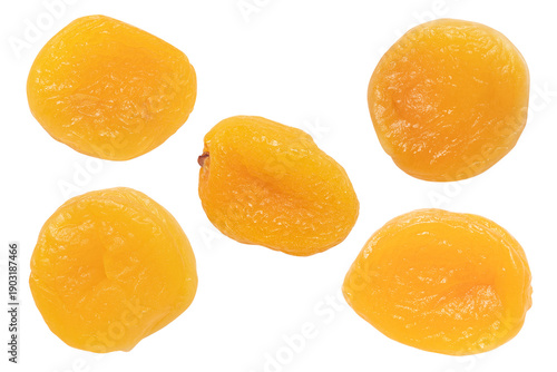 Set of Dried Apricots Fruit Isolated on a Transparent Background.