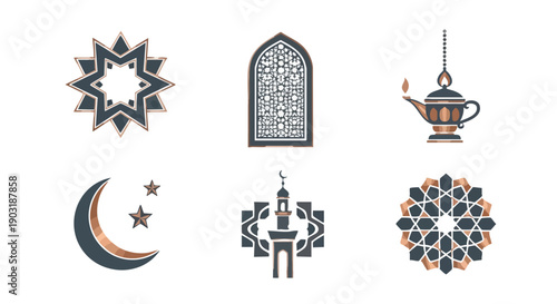 Symboles Géométriques du Ramadan Ardoise Cuivre