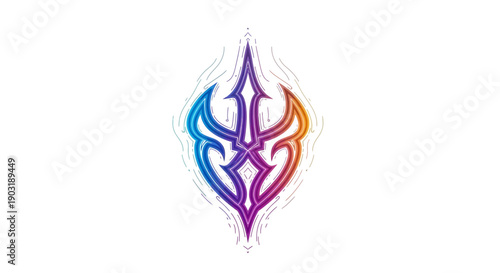 Vibrant gradient abstract symmetrical design with tribal motif and modern artistic flair