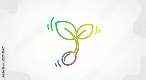 Vibrant seedling sprout with growing leaves in rainbow colors representing new life and organic