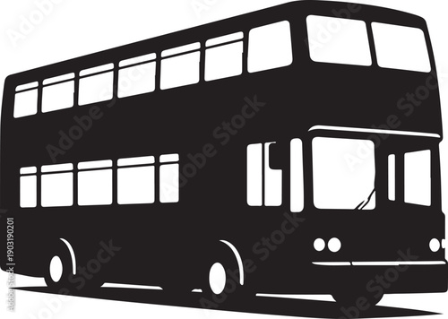 Double Decker Bus Silhouette Three Quarter View Tall Profile