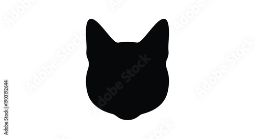 Simple black silhouette of a cat s head against a white background