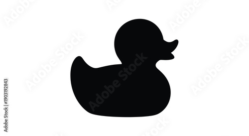 Simple black silhouette of a classic yellow rubber duck facing right