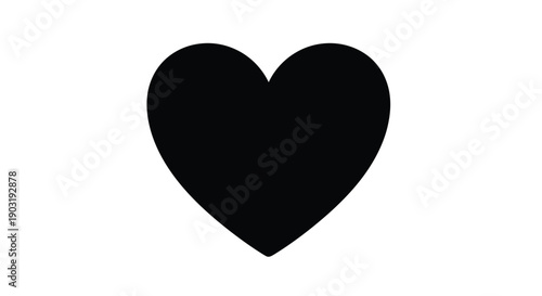 Simple black heart icon on a white background symbolizing love