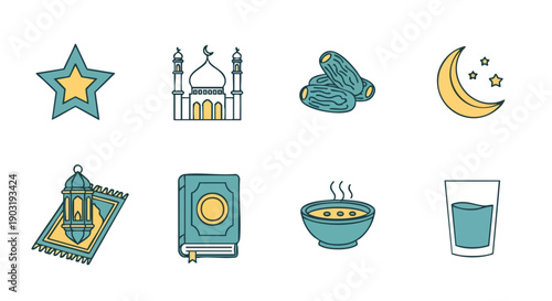 Icônes Géométriques de Célébration de lIftar du Ramadan