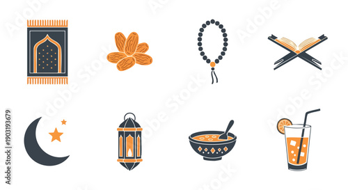Icônes Minimalistes Ramadan Safran et Charbon