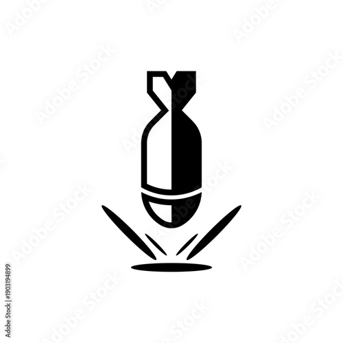 Illustration of nuclear bomb fall vector