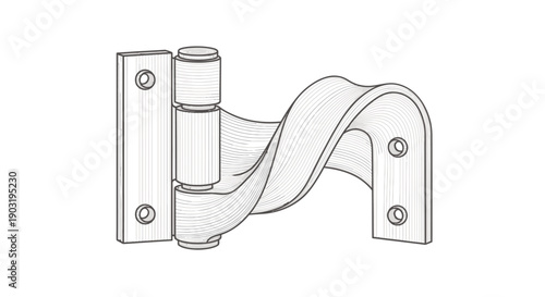 Detailed technical drawing of a traditional decorative strap pintle hinge for architectural