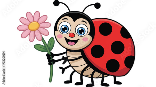 A cartoon illustration of a cute ladybug character with a cheerful expression, large blue eyes, and rosy cheeks (1)_traced