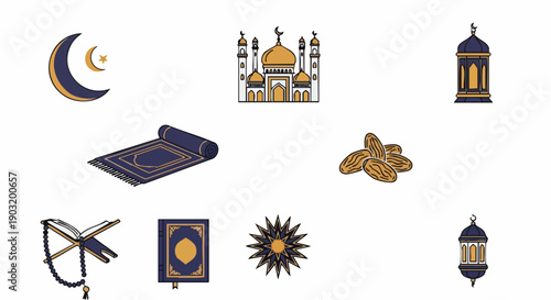 Pack Dicônes Ramadan Minimaliste Indigo Or