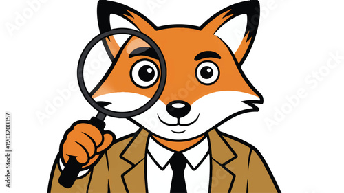 A cartoon illustration of a fox detective wearing a brown suit jacket, white collared shirt, and black tie (2)_traced